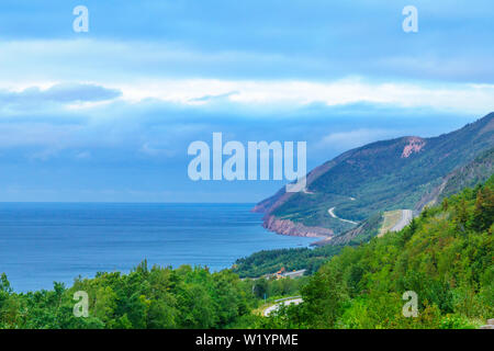 Landscape (near Le Buttereau) along the Cabot Trail, in Cape Breton island, Nova Scotia, Canada Stock Photo