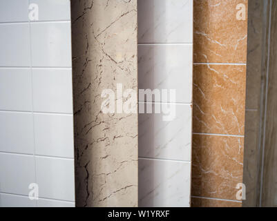 Panels of laminated hardboard with a pattern 'under the tile' Stock Photo