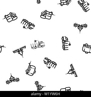 Agricultural Vehicles Vector Seamless Pattern Stock Vector