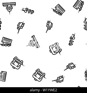 Agricultural Vehicles Vector Seamless Pattern Stock Vector