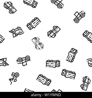 Agricultural Vehicles Vector Seamless Pattern Stock Vector