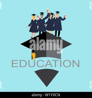 Vector of a happy graduates. Education concept Stock Vector
