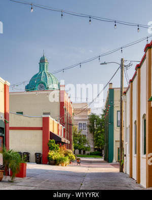Shops along artisan alley in small historic town of DeLand Florida Stock Photo