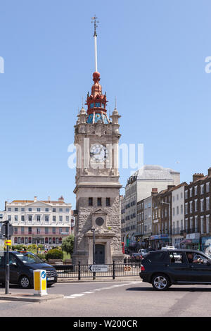 View of the Victorian Clock Tower on Marine Drive in the seaside town of Margate, Kent. Stock Photo