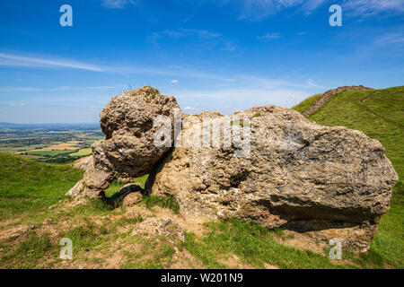 The Elephant stone at Kemerton Iron Age fort on Bredon hill, Worcestershire, England Stock Photo