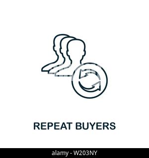 Repeat Buyers outline icon. Thin line concept element from content icons collection. Creative Repeat Buyers icon for mobile apps and web usage. Stock Vector