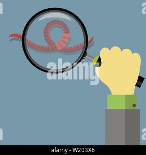Animal Earth Red Worms for Fishing and Glass Stock Vector