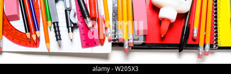 School supplies on a white background Stock Photo