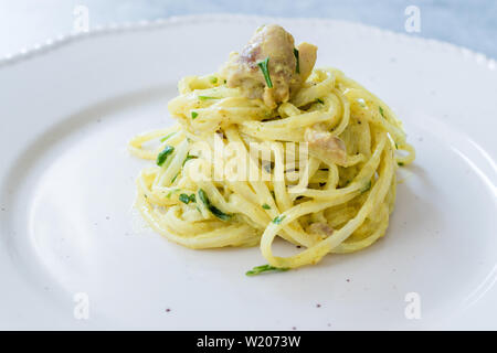 Rice Noodle with Curry Sauce Chicken in Plate Ready to Eat. Organic Food. Stock Photo