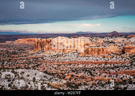A beautiful winter day in winter after heavy snow, Canyonlands National Park, Utah, USA Stock Photo