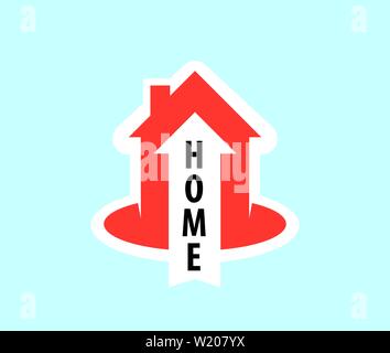 Logo with an orange cottage house. Vector illustration for real estate and realty companies. Simple, stylish, beautiful Stock Vector
