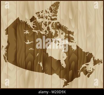 Vector illustration Canada map on wood background Stock Vector
