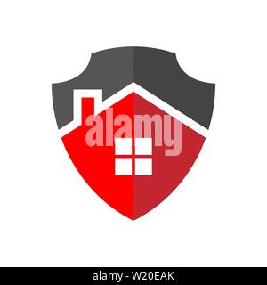 Protection of Home Logo. The image of the house in the form of a shield. Property Protection Concept. EPS 10. Stock Vector