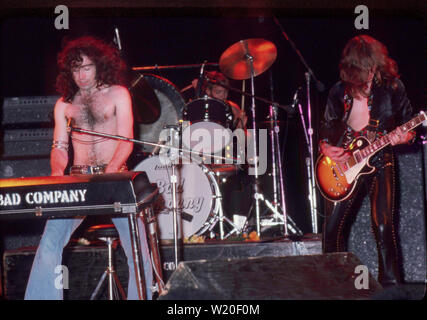 BAD COMPANY US rock group with Pauk Rodgers at left about 1975. Photo: Jeffrey Mayer Stock Photo