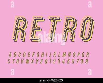 Retro font and alphabet. Stock vector illustration Stock Vector