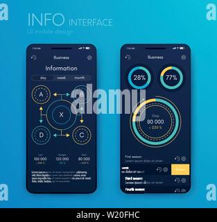 Vector graphics mobile infographics with three and four options. Template for creating mobile applications, workflow layout, diagram, banner, web Stock Vector