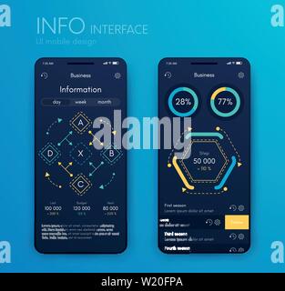 Vector graphics mobile infographics with three and four options. Template for creating mobile applications, workflow layout, diagram, banner, web Stock Vector
