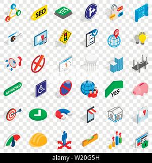 Resolution icons set, isometric style Stock Vector