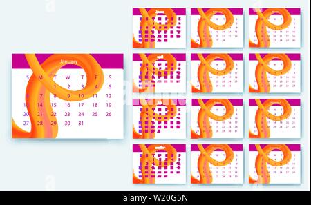 simple calendar 2019 yesr, Stock vector design eps10. Stock Vector