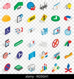 Resolve icons set, isometric style Stock Vector