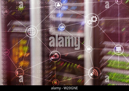 Technology infrastructure cloud computing and communication. Internet concept Stock Photo