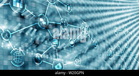 Digital concept internet of things information and telecommunication technology. Mixed media. Stock Photo