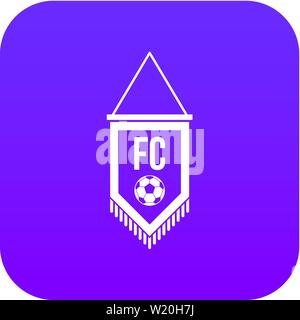 Pennant with soccer ball icon digital purple Stock Vector