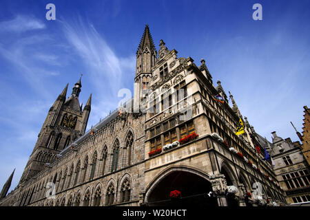 Cloth Hall in Grote Markt, Ypres, Belgium Stock Photo