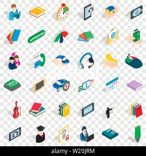 Indicator icons set, isometric style Stock Vector
