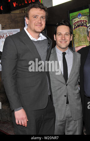 LOS ANGELES, CA. March 17, 2009: Jason Segel (left) & Paul Rudd at the Los Angeles premiere of their new movie 'I Love You, Man' at the Mann's Village Theatre, Westwood. © 2009 Paul Smith / Featureflash Stock Photo