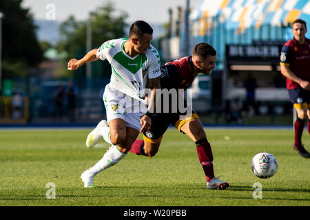 Cardiff Met Uni v Progres Niederkorn in the Europa League Preliminary Round at Leckwith Stadium. Lewis Mitchell/YCPD. Stock Photo