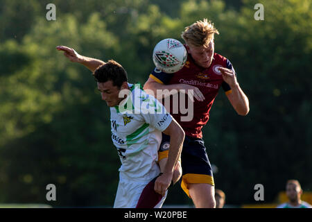 Cardiff Met Uni v Progres Niederkorn in the Europa League Preliminary Round at Leckwith Stadium. Lewis Mitchell/YCPD. Stock Photo