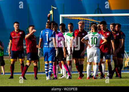 Cardiff Met Uni v Progres Niederkorn in the Europa League Preliminary Round at Leckwith Stadium. Lewis Mitchell/YCPD. Stock Photo