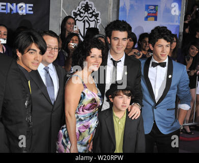 LOS ANGELES, CA. February 24, 2009: The Jonas Brothers - Kevin Jonas (left), Joe Jonas & Nick Jonas - with their parents & kid brother at the world premiere of their new movie 'Jonas Brothers: The 3D Concert Experience' at the El Capitan Theatre, Hollywood. © 2009 Paul Smith / Featureflash Stock Photo