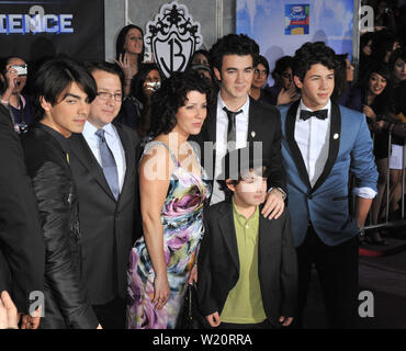 LOS ANGELES, CA. February 24, 2009: The Jonas Brothers - Kevin Jonas (left), Joe Jonas & Nick Jonas - with their parents & kid brother at the world premiere of their new movie 'Jonas Brothers: The 3D Concert Experience' at the El Capitan Theatre, Hollywood. © 2009 Paul Smith / Featureflash Stock Photo