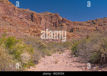 Desert Mountains Viewed from a Desert Wash in Organ Piepe Cactus National Monument in Arizona Stock Photo