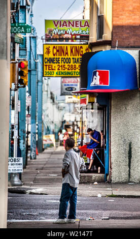 street view in business district in Kensington Philadelphia Stock Photo