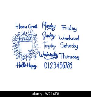 Vector hand lettering set of the days of the week Stock Vector
