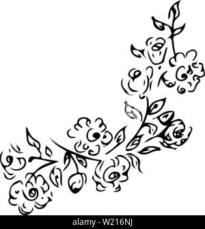 Hand drawn illustration of abstract roses or peonies flowers isolated on white. Floral design elements for invitations, greeting cards, posters, blogs Stock Vector