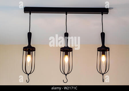 Round light bulbs for illumination at night Stock Photo