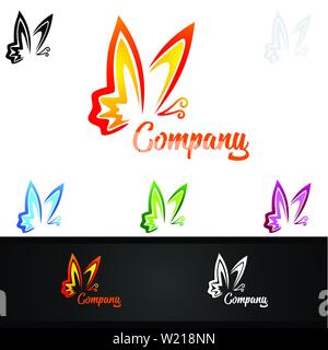 Butterfly Colors Logo Stock Vector