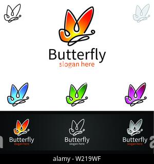 Butterfly Colors Logo Stock Vector
