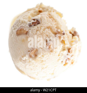 1 single scoop of Macadamia ice cream from above isolated on white background Stock Photo