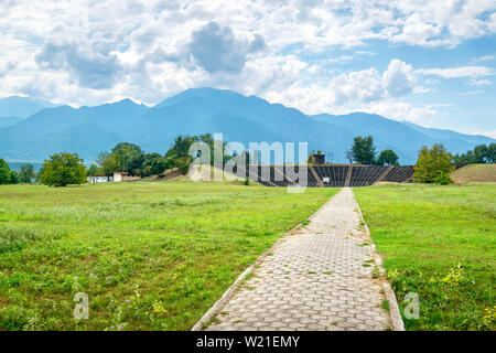 Way to Hellenistic Theater at the Archaeological Park of Dion. Pieria, Macedonia, Greece Stock Photo