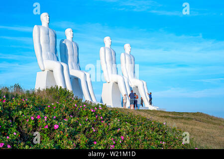 Esbjerg, Denmark - July 26, 2017:  Jutland peninsula, the Men Mitts The Sea sculptural composition in the seafront of the town Stock Photo