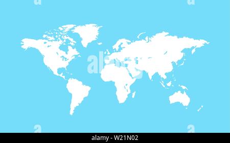 Blank white world map. Planet Earth vector illustration. Worldmap template for website, design, cover, infographic. Stock Vector