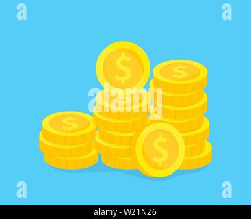 Stack of gold coins vector illustration. Concept of saving, donation, investing paying illustration. Stock Vector