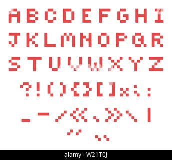 Pixel art font, retro 8 bit game type alphabet. Old computer digital ...