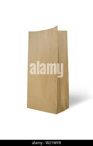 Brown paper bag isolated on white background. Stock Photo