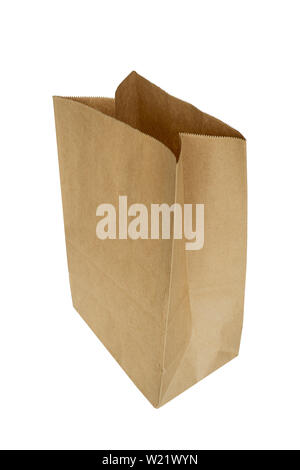 Brown paper bag isolated on white background. Stock Photo
